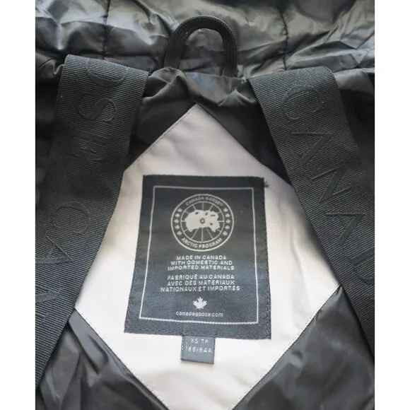 CANADA GOOSE Gray Satin Black Label EVERLEIGH Down Hooded Bomber Jacket XS